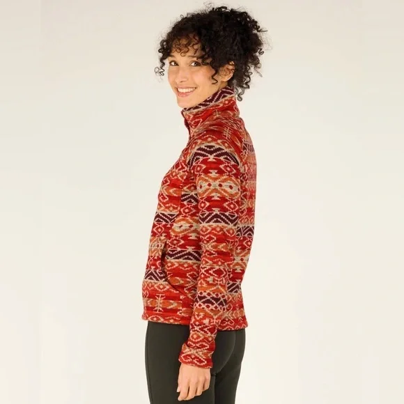 Women's Red Patterned Sweater - Picture 7 of 15